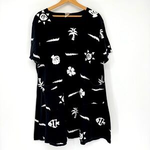 Cactus Women’s T-Shirt Dress Size‎ XL Black Resort Wear Vintage Beach Cover Up